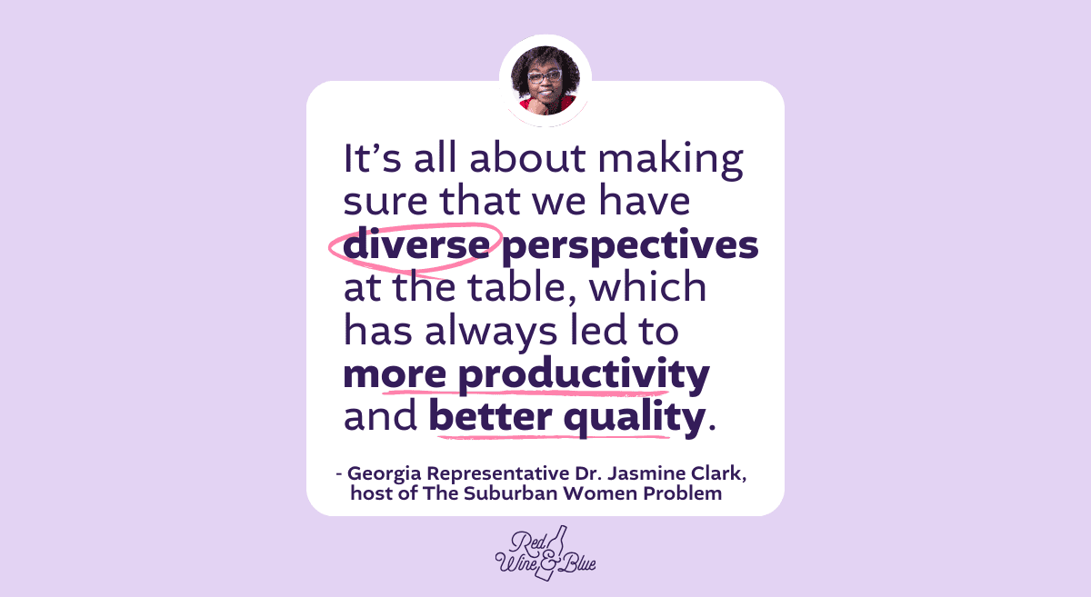 A small photo of Rep. Dr. Jasmine Clark with a quote.