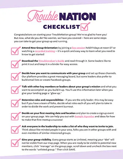TroubleNation checklist