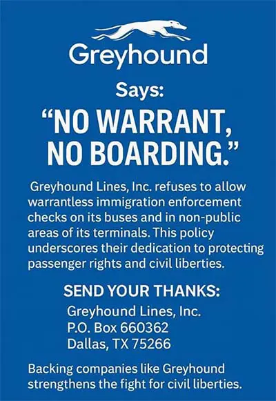 ug-greyhound-boarding-policy Greyhound Bus policy: "No Warrant, No Boarding"