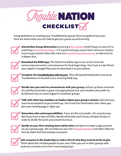 TroubleNation Checklist