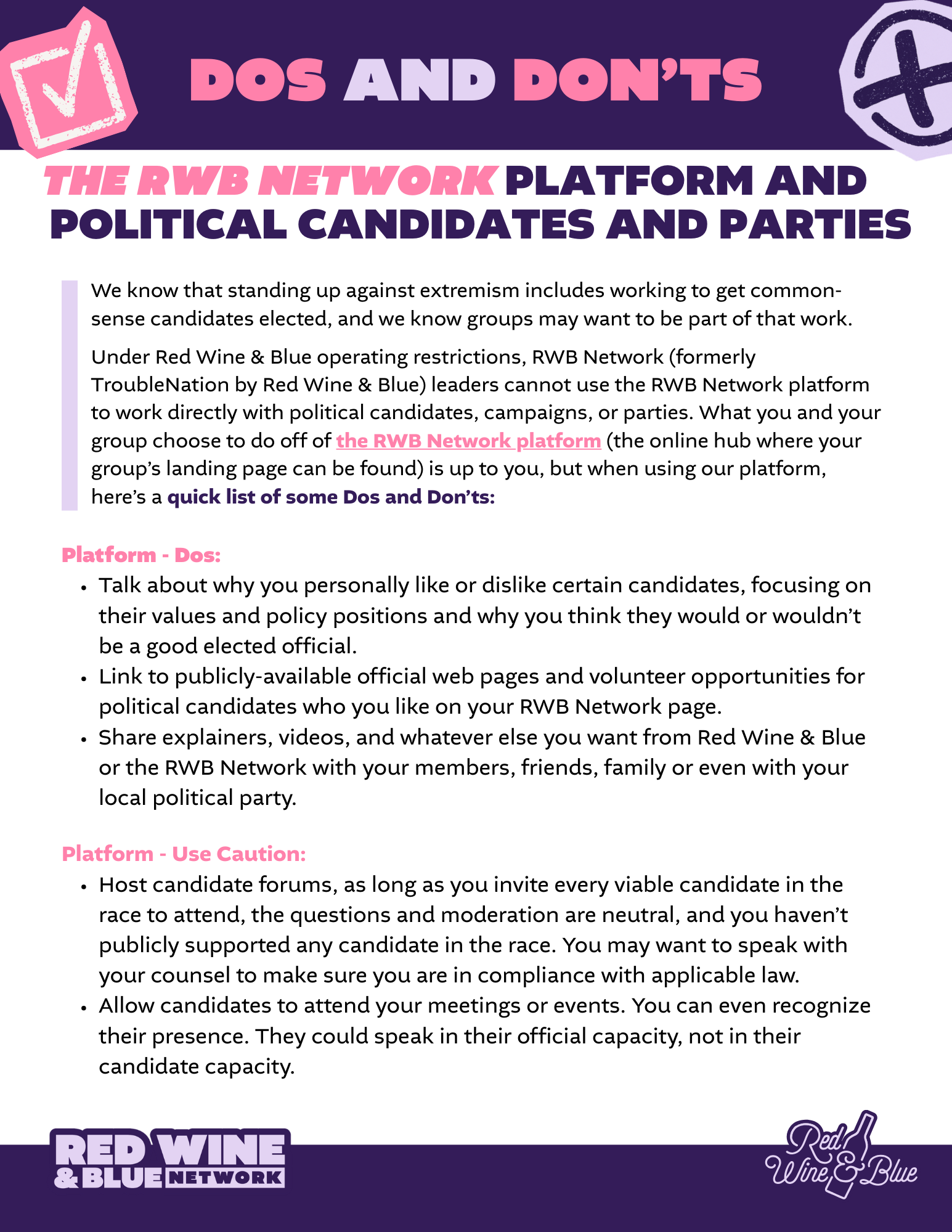 Red Wine and Blue Network Dos and Don'ts