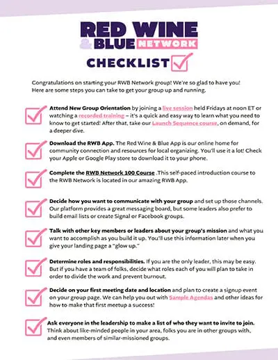 RWB Network Checklist