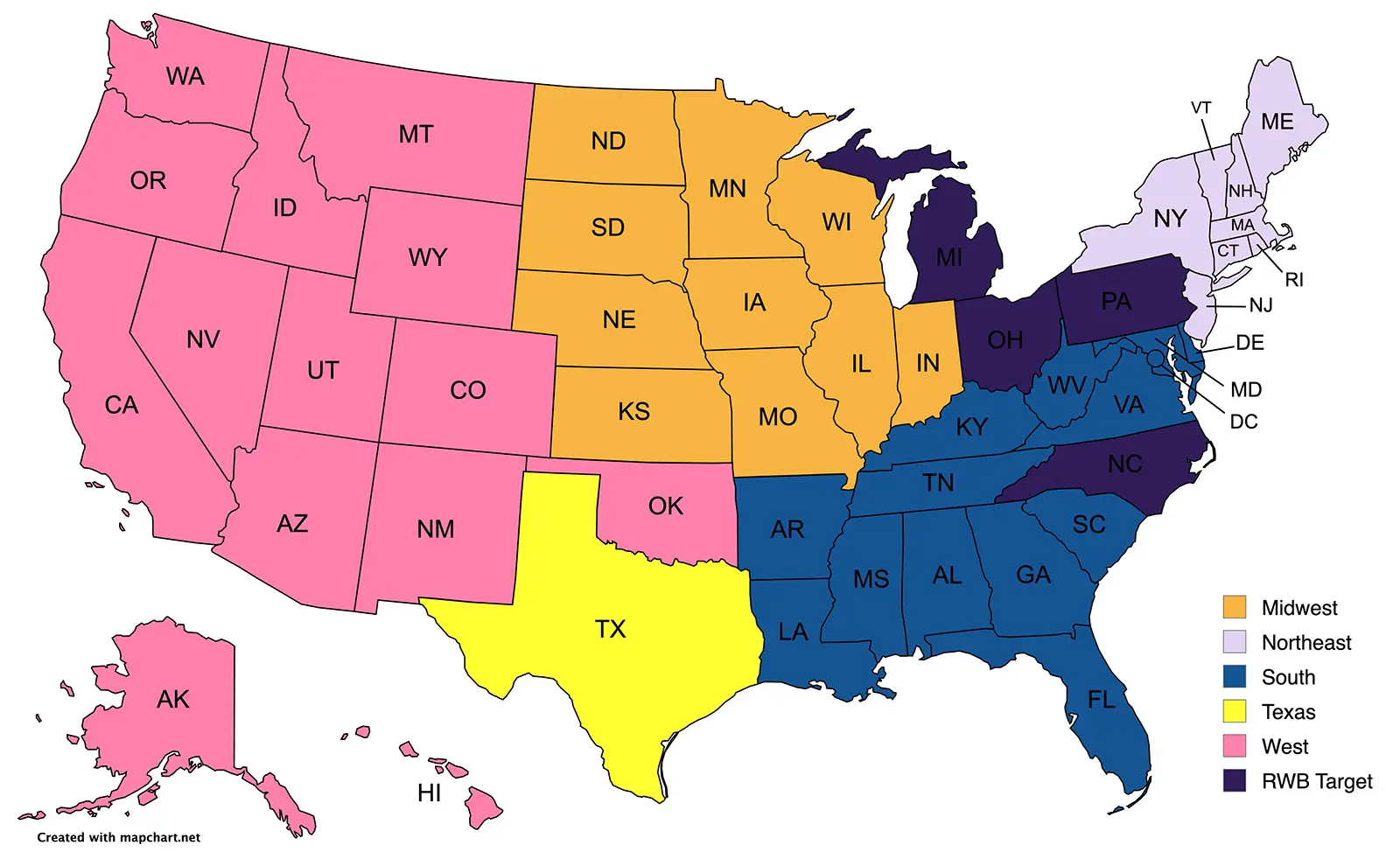 Red Wine and Blue Network organizer map