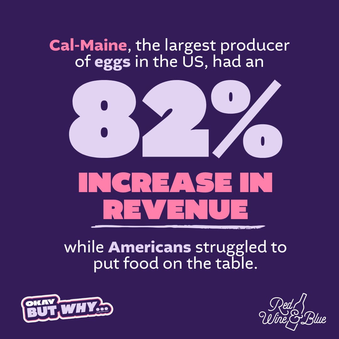 the largest producer of eggs in the US had an 82-percent increase in revenue while Americans struggled to put food on the table