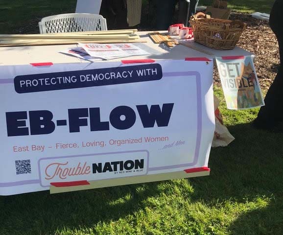 table banners for California TroubleNation group, East Bay – Fierce, Loving, Organized Women