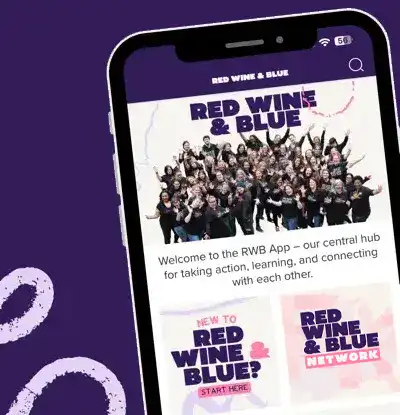 the Red Wine and Blue app on a mobile phone